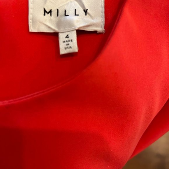 Milly Cady Ruffle Bell Sleeve Dress in Red - Picture 6 of 7